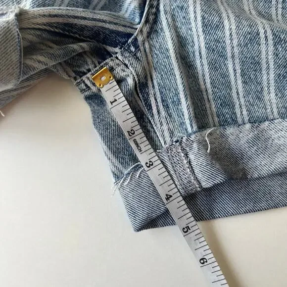 FP We The Free Dogtown Cutoff Bermuda Shorts Blue Denim Baggy Distressed Size 27 - Picture 8 of 14